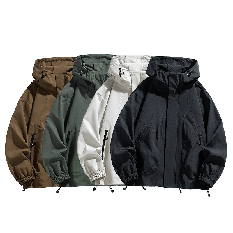Men Jacket Hooded Windbreaker Trench Coats Oversize 6XL 7XL 8XL Plus Size Waterproof Black Bomber Camping Loose Thin Softshell - Image 3