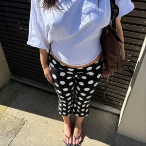 Women Y2k Fold Over Capri Pants Low Rise Slim Fit Knee Length Flared Leggings Vintage Casual Cropped Outfits