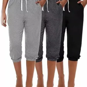 Drawstring waist capri pants casual and versatile high-waisted pants spring summer women's wear
