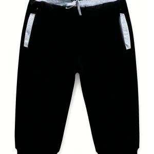 2026 New Solid Color Capri Pants Elastic Waist Men Drawstring 3/4 Length Cropped Trousers Sweatpants