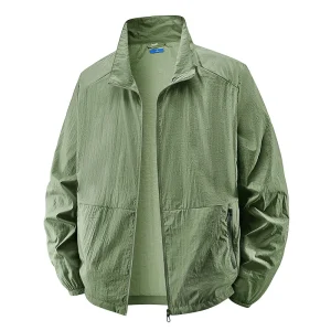 Men's Sun Protection Jacket Windbreaker Spring Summer Outdoor UV Jacket Loose Stand Collar Oversized Sunscreen Coat Fishing