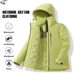 LNGXO Warm Fleece Jacket Men Women Waterproof Windproof Winter Coat Unisex Outdoor Hiking Camping Skiing Climbing Windbreaker