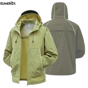 EUMERGX Men's Women's Trekking Windbreaker Summer Sun Protection Waterproof Lightweight Jacket Fishing Climbing Hiking Coat