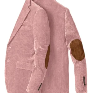 Men's Corduroy Blazer Business Casual Jacket with Elbow Patch Spring Fall Sport Coats Fashion Casual Single Breasted Men Jacket